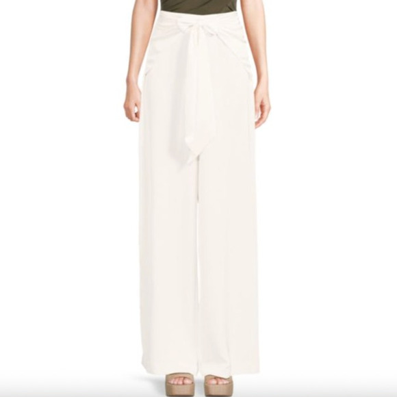 RAMY BROOK Pants NEW Size 14 Margo Tie Belt Ivory Wide Leg Pant $385